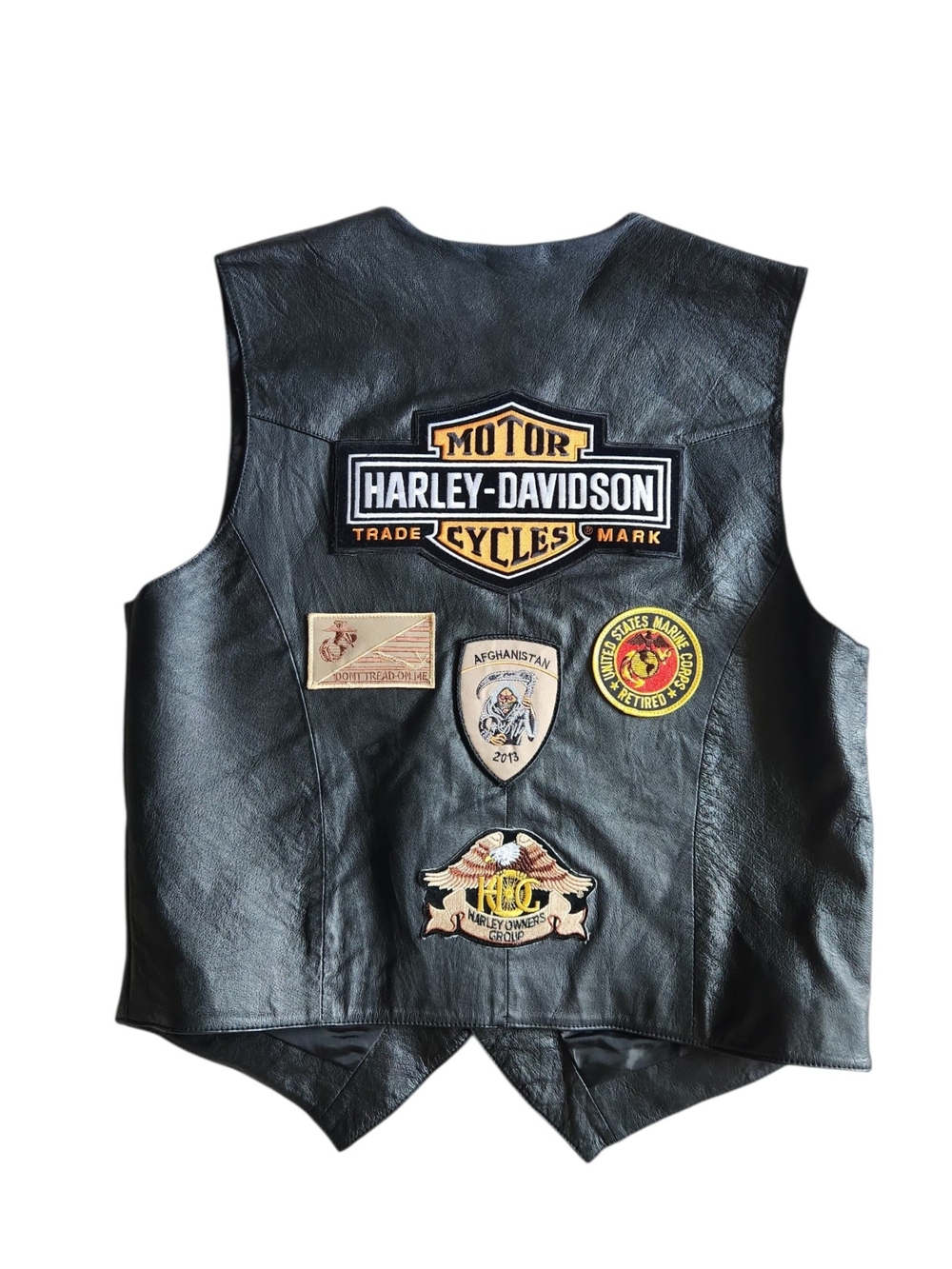Harley USMC Leather Biker Vest Vintage Custom